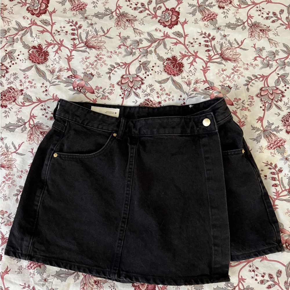 Zara Black Denim Mini Skirt